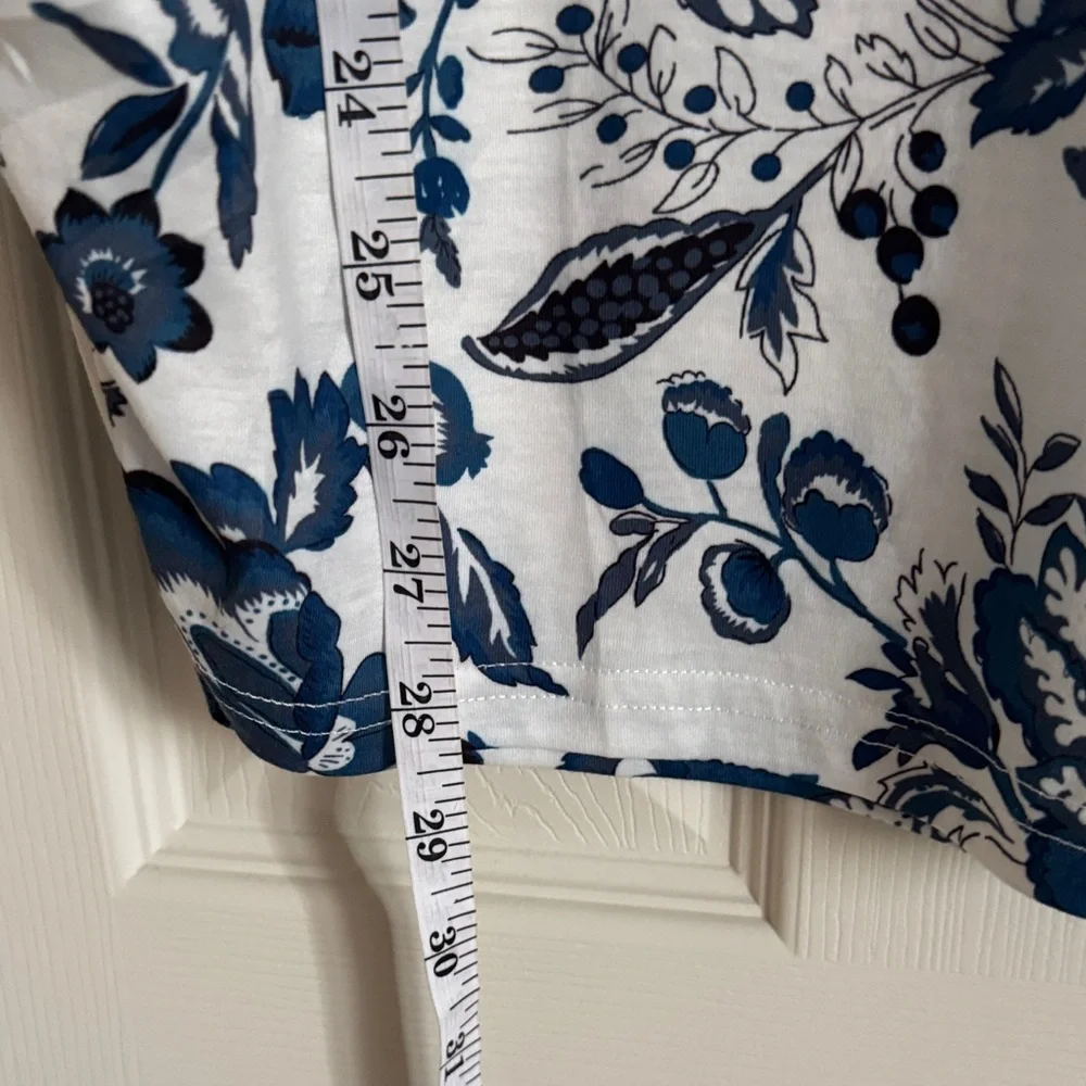 WIHOLL Blue & White Tee with Ruched Sides – XL (NWT) - Picture 3 of 9